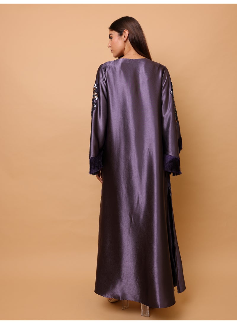 IKKXA Elegant Shimmer Fabric Big Flower Colorful Design Modern Sleeves - Image 4