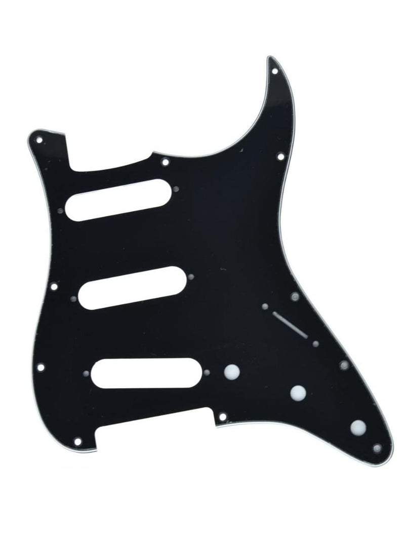 Bukela 11 Hole ST/Strat Style Pickguard SSS Pickguard for Stratocaster/Strat Black 3 Ply - Image 1