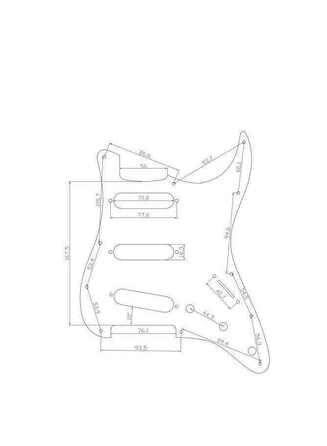 Bukela 11 Hole ST/Strat Style Pickguard SSS Pickguard for Stratocaster/Strat Black 3 Ply - Image 2