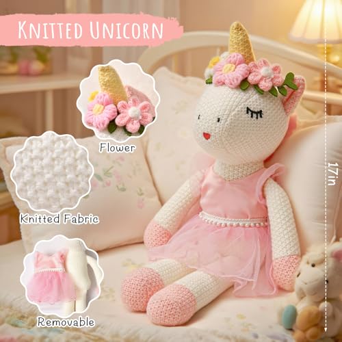 Golray Flower Girl Proposal Gifts Set Will You Be My Flower Girl Gift with 16in Knitted Unicorn 15oz CupFloral SunglassesHair AccessoryJewelry Set Wedding Bride Gift Box Unicorn Toys for Girls - Image 3