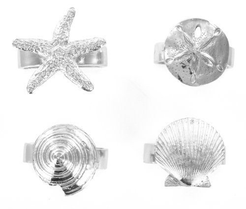 Basic Spirit Pewter Seaside Seashell Starfish Napkin Rings Set of 4 - Image 5