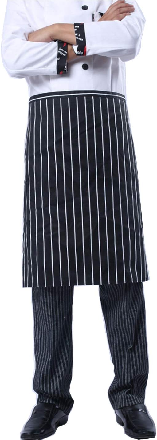 Hyzrz Hyzrz Kitchen Bib Aprons Cotton Polyester Commercial RestaurWaist Apron with Pocket  Black Waitress Waiter Server Half Short Aprons Kitchen Restaurant for Women Men Server 