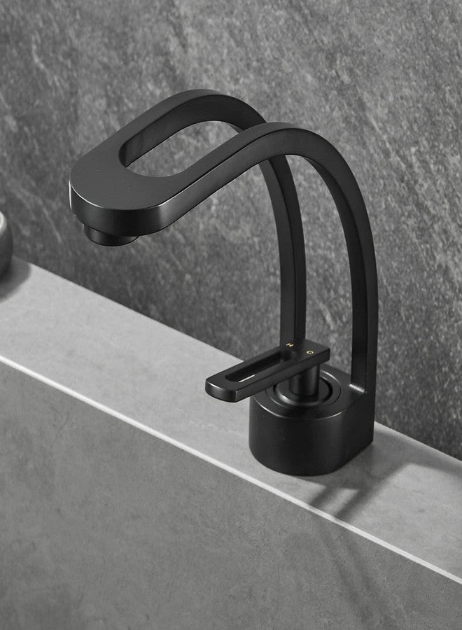 Leekayer Bathroom Facuet Black Painted Single Handle Faucet for Bathroom 1 Hole Mount Hot Cold Mixer Tap Restroom Sink Faucet Brass,LK16651B - Image 4