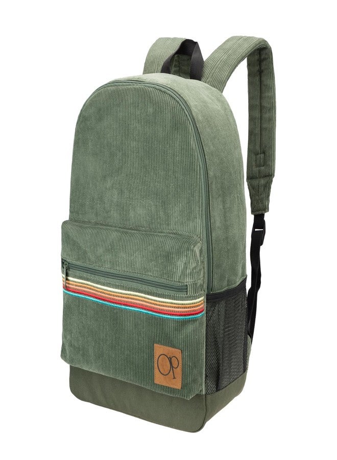 Ocean Pacific OG Corduroy Backpack for Travel, Sports, Beach, Work, Casual Daypack for Men Women Fits 15.6 Inch Laptop (Olive) - Image 1