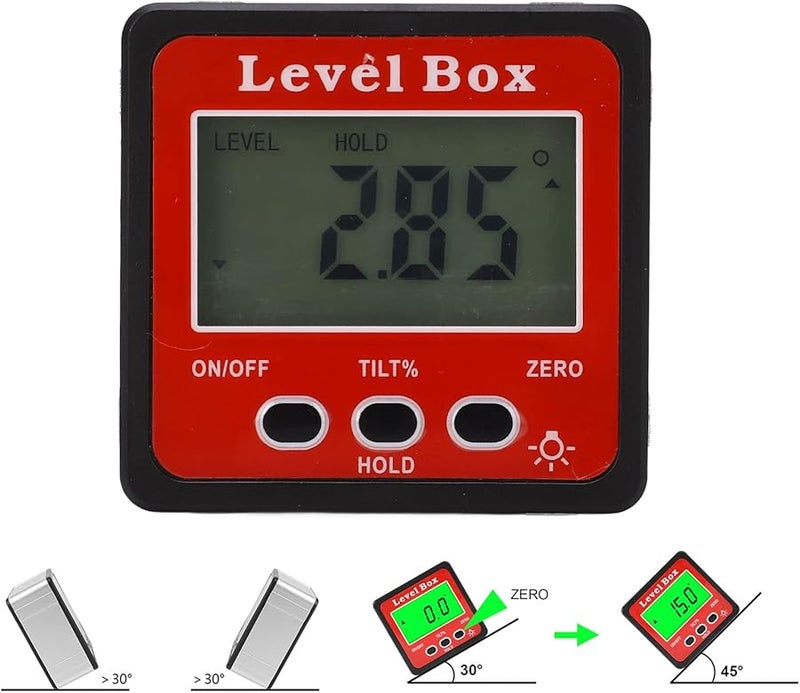Digital Magnetic Protractor Inclinometer Angle Meter For Woodworking Construction - Image 4