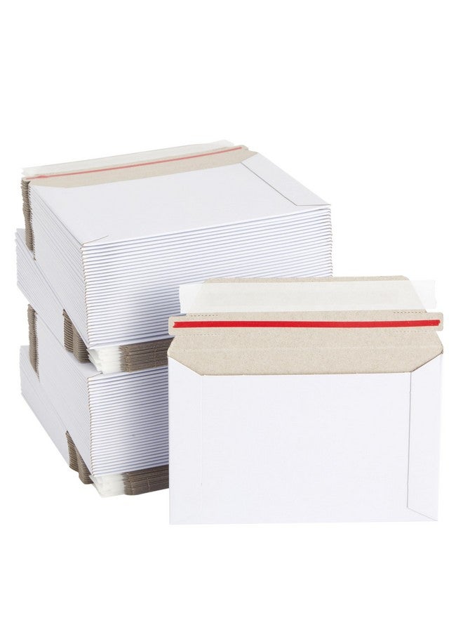Juvale 100 Pack 6.5 X 4.5 Rigid Mailers With Self Sealing Flap Bulk Stay Flat Cardboard Envelopes For Shipping Postcards Photos (White) - Image 1
