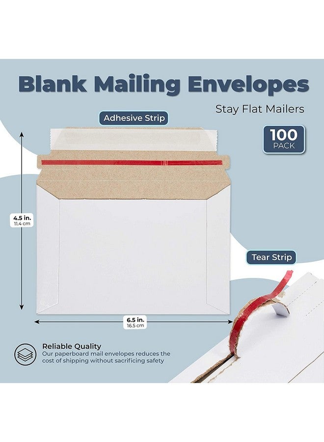 Juvale 100 Pack 6.5 X 4.5 Rigid Mailers With Self Sealing Flap Bulk Stay Flat Cardboard Envelopes For Shipping Postcards Photos (White) - Image 5