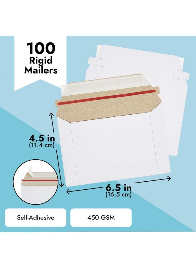 Juvale 100 Pack 6.5 X 4.5 Rigid Mailers With Self Sealing Flap Bulk Stay Flat Cardboard Envelopes For Shipping Postcards Photos (White) - Image 4