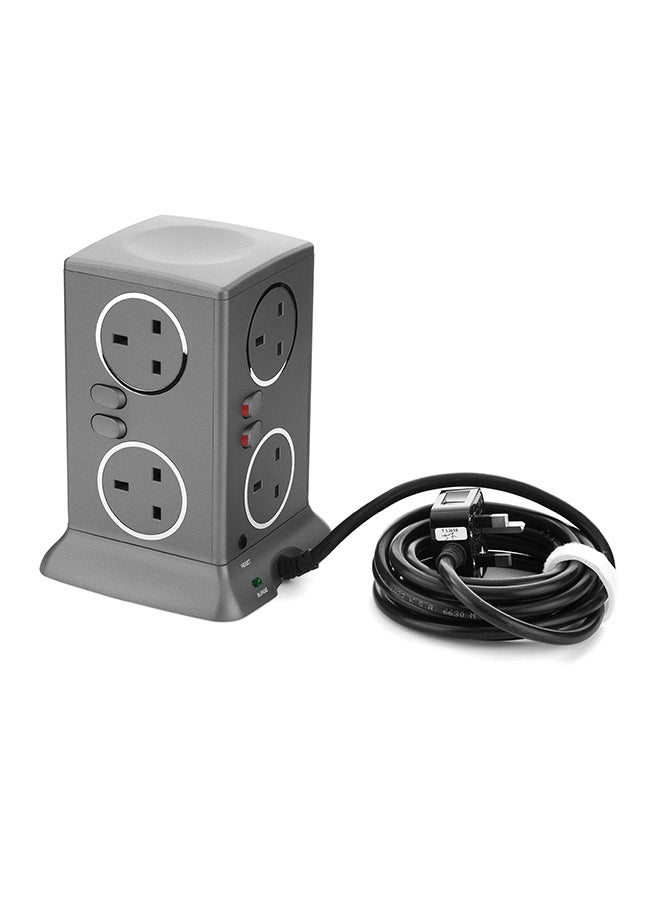 AL FANAR - Power Extension Tower 6 Sockets 13A 3M Silver Grey - Image 1