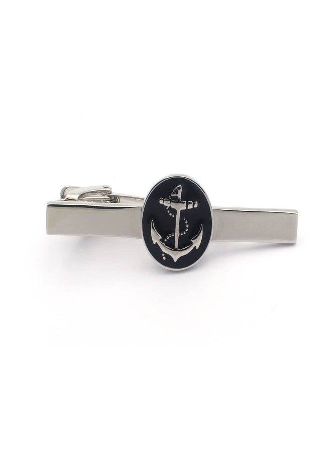 Vcufflinks Black Anchor Cufflinks and Tie Clip Set, Nautical Cufflinks and Tie Clip - Image 2
