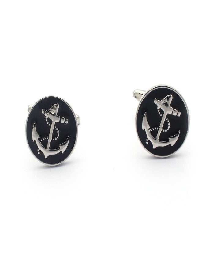 Vcufflinks Black Anchor Cufflinks and Tie Clip Set, Nautical Cufflinks and Tie Clip - Image 4