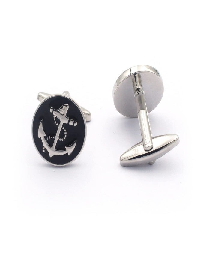 Vcufflinks Black Anchor Cufflinks and Tie Clip Set, Nautical Cufflinks and Tie Clip - Image 5