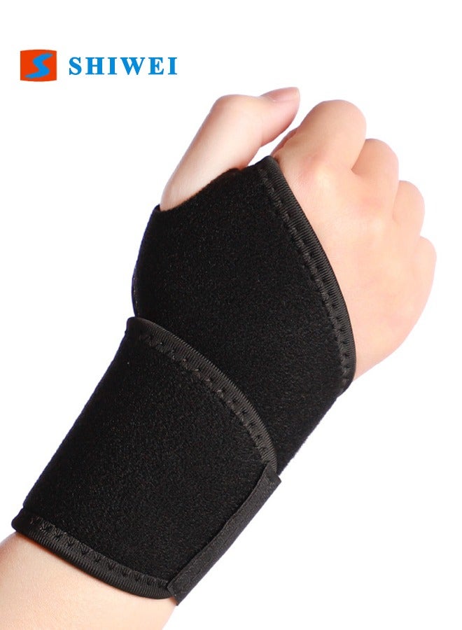 SHIWEI Wrist Brace for Carpal Tunnel, Breathable and Adjustable Wrist Support Brace for Arthritis and Tendinitis, Wrist Compression Wrap for Pain Relief, One Size Fit for Men Women Sports Protecting, Black  - Image 1