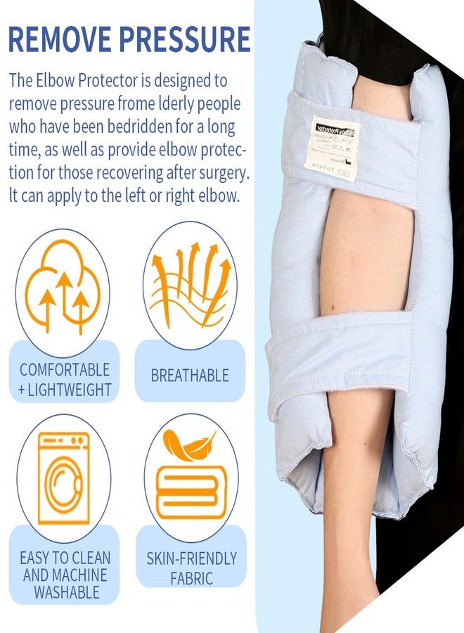 EHUCONELDEX Elbow Protector for Relief Pressure Sores,Elbow Pad Cushion with Soft Fibre for Bedridden Patient or Elderly,Comfortable & Breathable (Blue, Large) - Image 3