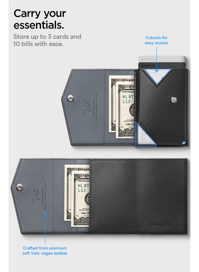 Spigen Valentinus Pro (MagFit) Magnetic Wallet Card Holder [3-Cards, Cash] Trifold Vegan Leather Wallet MagSafe Compatible with iPhone 16/15/14/13/12 Series & MagSafe Cases – Black - Image 4