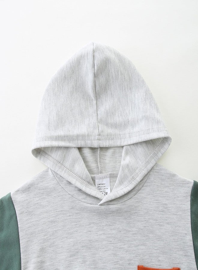 Babymine ملابس أطفال صبي صغير سويت شيرت وقمصان مرنة طقم سويتسوت للرضع خريف 6-9 أشهر رمادي فاتح مع أخضر - Image 3