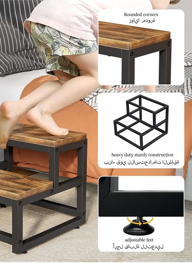 GMORO Wooden Step Stools for Adults Kids, 2 Step Stool, Heavy Duty Wood Bedside Stepping Stool for Kichen/Bathroom/Bedside Step Stool - Image 3