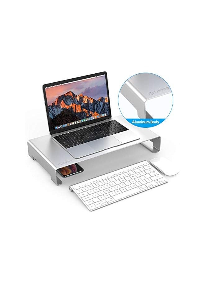 Zaboon - Aluminum Monitor Stand Unibody Computer Riser with Storage Space for Keyboard&Mouse for iMac, MacBook, PC, Laptop and More (15.7×8.3×2.4inch) - Image 1