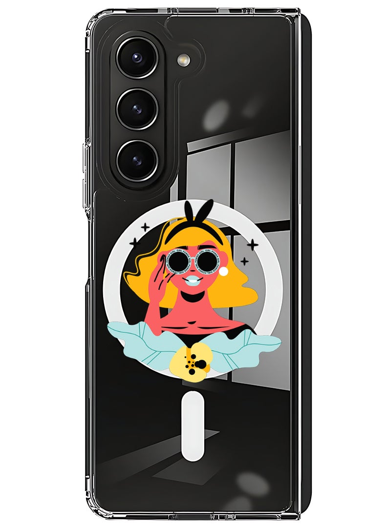 Theodor Magnetic Case for Samsung Galaxy Z Fold 6 Compatible with MagSafe Wireless Charging, Shockproof Phone Bumper Cover Girl power goggles - Image 1