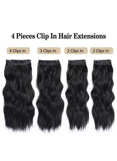 Black Clip In Hair Extensions 4 Pcs Natural Soft Long Wavy Clip On Synthetic Hair Extensions 20Inch Thick Hairpieces Curly Clip In Hair Extensions 11 Clips (20Inch(4Pcs) 1B Natural Black) - pzsku/Z04B3A2758B758AF87C15Z/45/_/1721025140/ff32cc05-eee3-42b3-bbab-7cdd16e16ece