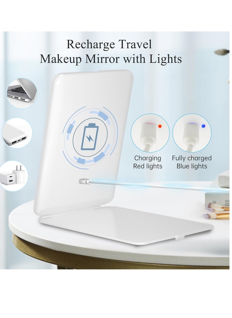 FUNTOUCH FUNTOUCH Rechargeable Travel Makeup Mirror with 72 Led Lights, Portable Lighted Beauty Mirror, 3 Color Lighting, Dimmable Touch Screen, Tabletop LED Folding Cosmetic Vanity Mirror  - Image 2