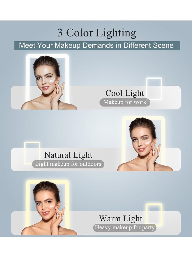 FUNTOUCH FUNTOUCH Rechargeable Travel Makeup Mirror with 72 Led Lights, Portable Lighted Beauty Mirror, 3 Color Lighting, Dimmable Touch Screen, Tabletop LED Folding Cosmetic Vanity Mirror  - Image 4