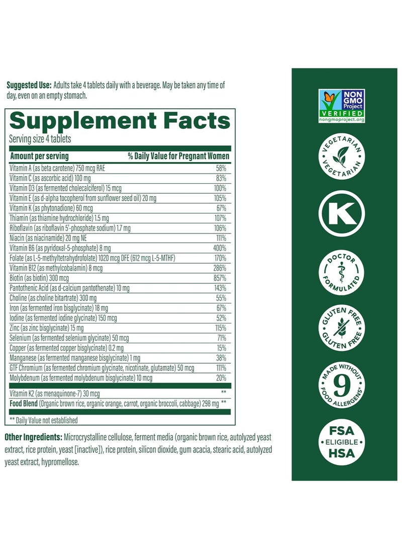 MegaFood Baby & Me 2 Prenatal Multi,Docter Formulated with Methylated Folate & Choline to Help Support Baby's Brain Development - Dietary Supplement 120 Tablets/30 Servings - Image 2