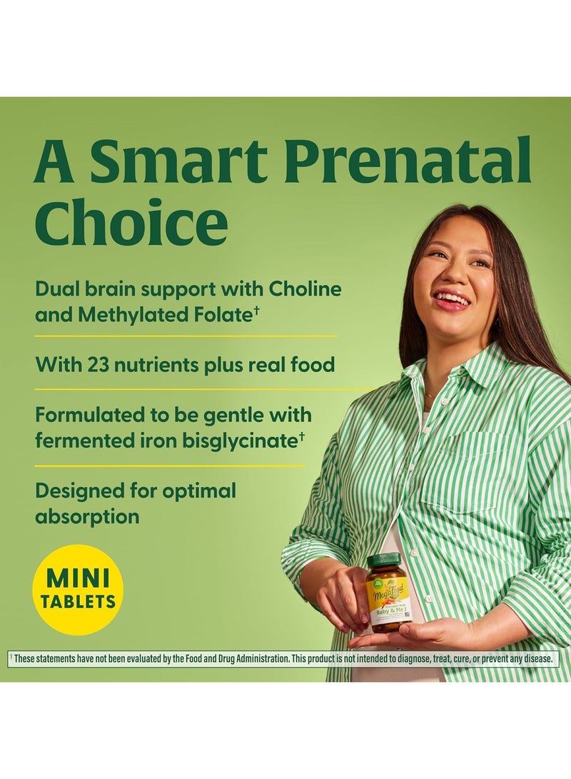 MegaFood Baby & Me 2 Prenatal Multi,Docter Formulated with Methylated Folate & Choline to Help Support Baby's Brain Development - Dietary Supplement 120 Tablets/30 Servings - Image 4