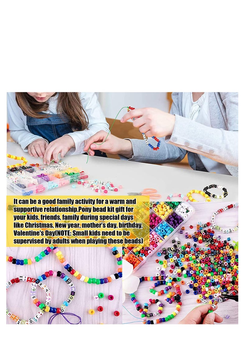 SYOSI 300 Pcs Multi-Colored Plastic Craft Perforated Beads Bulk Rainbow Hair Beads, DIY Face Mask Pony Beads for Hair,DIY Bracelet Necklace Jewelry Making Supplies (Mixed Type) - Image 5