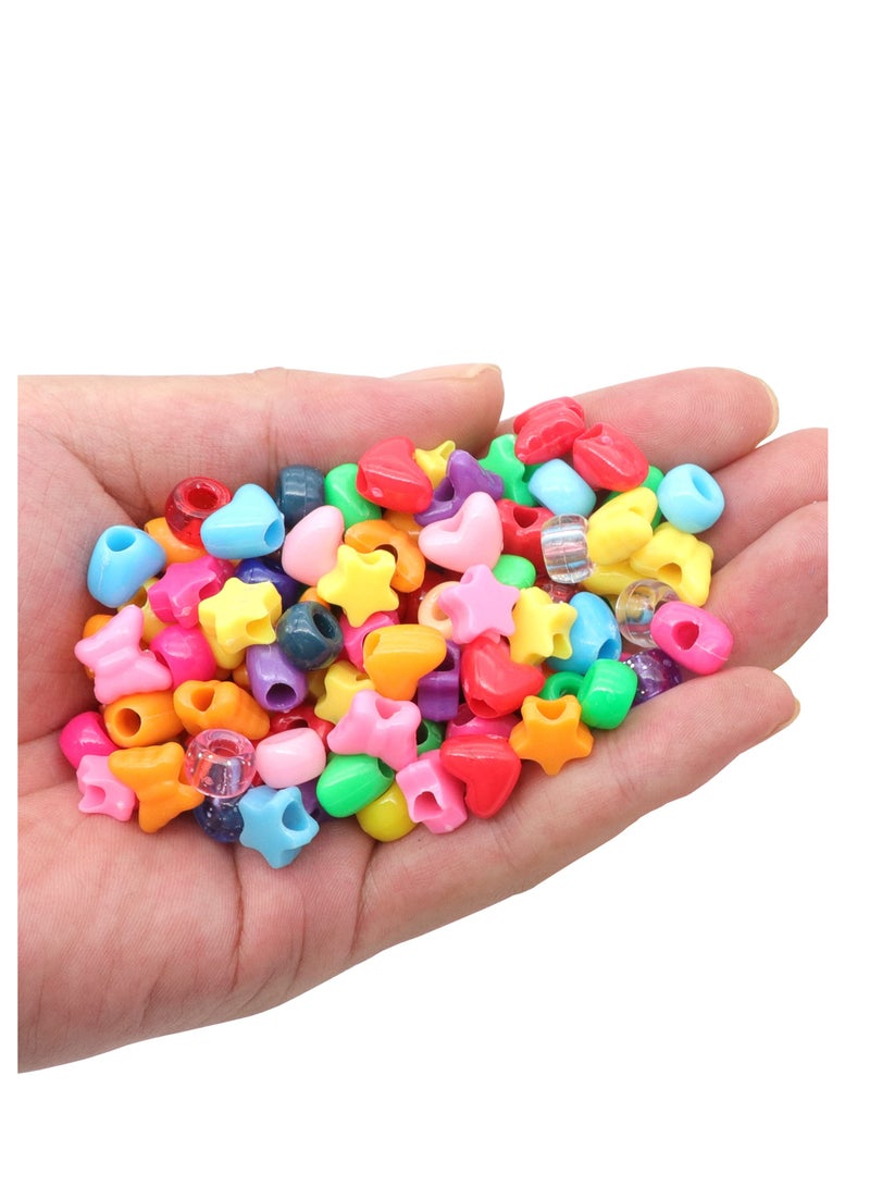 SYOSI 300 Pcs Multi-Colored Plastic Craft Perforated Beads Bulk Rainbow Hair Beads, DIY Face Mask Pony Beads for Hair,DIY Bracelet Necklace Jewelry Making Supplies (Mixed Type) - Image 3