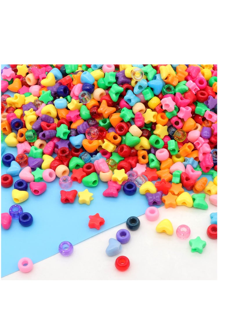 SYOSI 300 Pcs Multi-Colored Plastic Craft Perforated Beads Bulk Rainbow Hair Beads, DIY Face Mask Pony Beads for Hair,DIY Bracelet Necklace Jewelry Making Supplies (Mixed Type) - Image 2