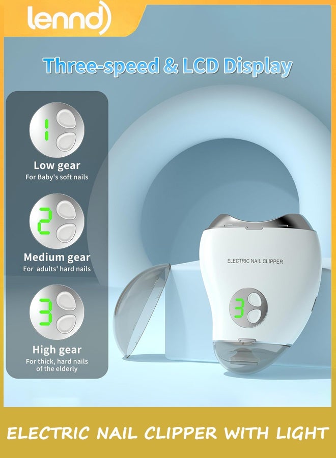 لينند مقص أظافر كهربائي أوتوماتيكي، مقص أظافر للأطفال 2 في 1 مع ضوء LED وصندوق تخزين، مقص أظافر محمول قابل لإعادة الشحن مع 3 سرعات، مبرد أظافر آمن للأطفال والرضع والبالغين وكبار السن - Image 5