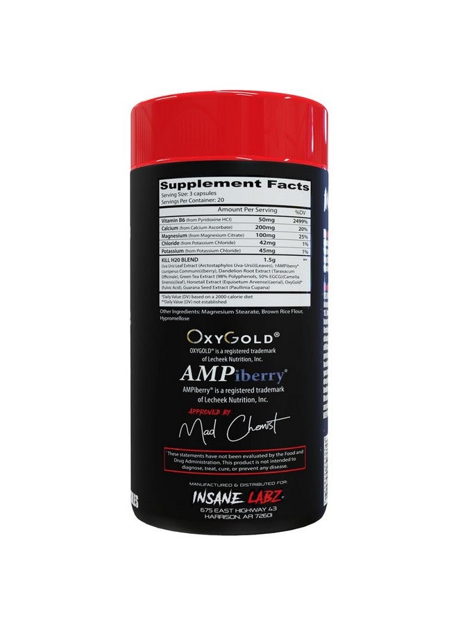 Insane Labz Kill H2O, AMPiberry Infused Diuretic, Reduce Water Retention and Bloating Relief with Dandelion Root and Green Tea Extract, 20 Servings - Image 2