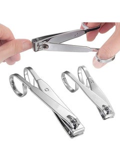 Luzen Nail Clippers Set 2Pcs Professional Sharp Stainless Steel Comfort Grip Fingernail & Toenail Clipper Scissor Grip Toenail Clippers Nail Cutter And 1Pc Nail File Silver  - Image 5