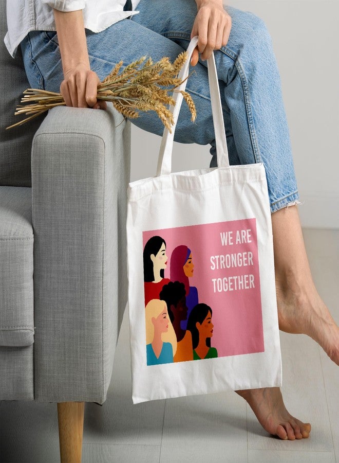 ARTBUG Tote Bag for Women with zip, Aesthetic Canvas tote bag for college girls, office, stylish and reusable - Girls We Are Strong - D No - 254 - Image 2
