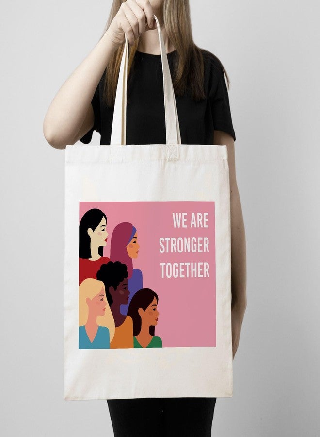 ARTBUG Tote Bag for Women with zip, Aesthetic Canvas tote bag for college girls, office, stylish and reusable - Girls We Are Strong - D No - 254 - Image 3