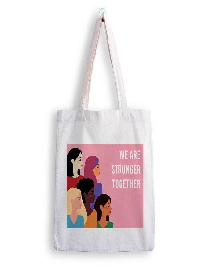 ARTBUG Tote Bag for Women with zip, Aesthetic Canvas tote bag for college girls, office, stylish and reusable - Girls We Are Strong - D No - 254 - Image 1