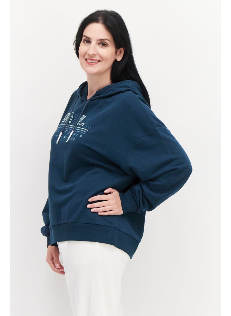 O'NEILL Women Hooded Neck Long Sleeve Graphic Print Sweatshirt, Teal Green  - Image 2