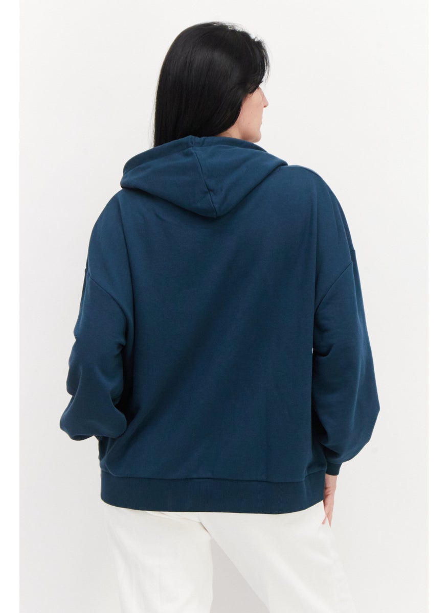 O'NEILL Women Hooded Neck Long Sleeve Graphic Print Sweatshirt, Teal Green  - Image 3