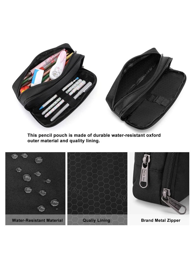 Generic Pencil Case Large Capacity Pencil Pouch Aesthetic Pen Bag Office Stationery Organizer Simple Sturdy Multifunctional Pencil Bag for Men, Black  - Image 5