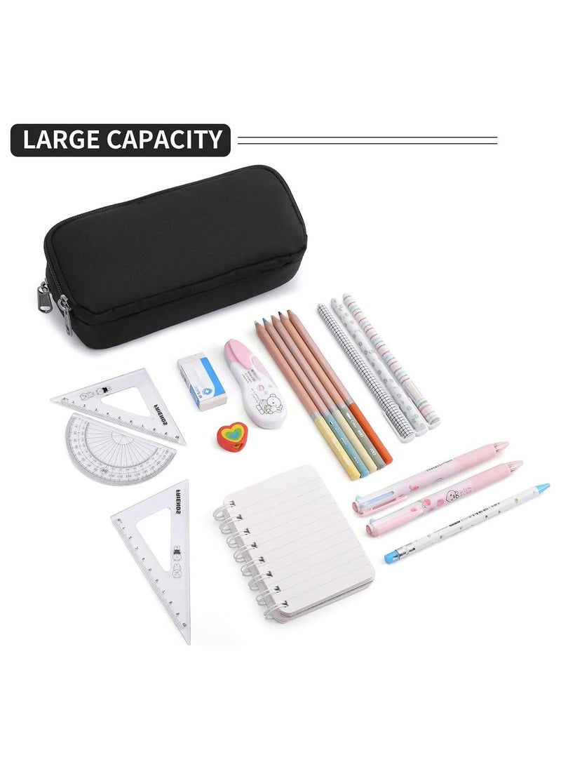 Generic Pencil Case Large Capacity Pencil Pouch Aesthetic Pen Bag Office Stationery Organizer Simple Sturdy Multifunctional Pencil Bag for Men, Black  - Image 3