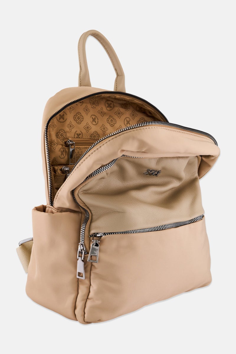 Xti Women Brand Logo Backpack 28 H x 32 L x 10 W cm, Cream  - Image 3