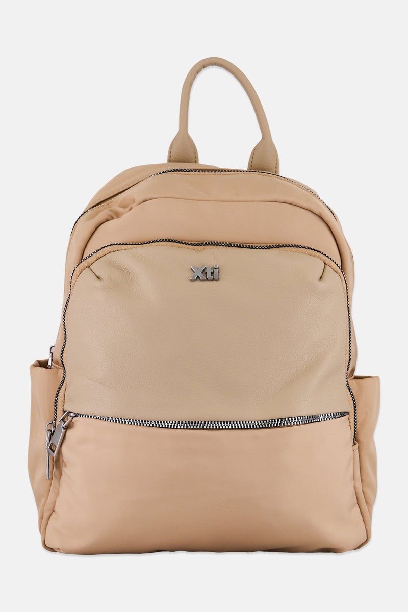 Xti Women Brand Logo Backpack 28 H x 32 L x 10 W cm, Cream  - Image 1