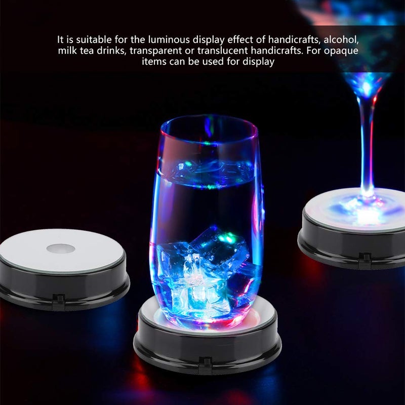 YOSOO 4 Pcs LED Crystal LED Display Base  Seven Color LED Light Base Stand Art Figurine Decoration Light Stand Base Round Show Stand Display 9 (01) - Image 3