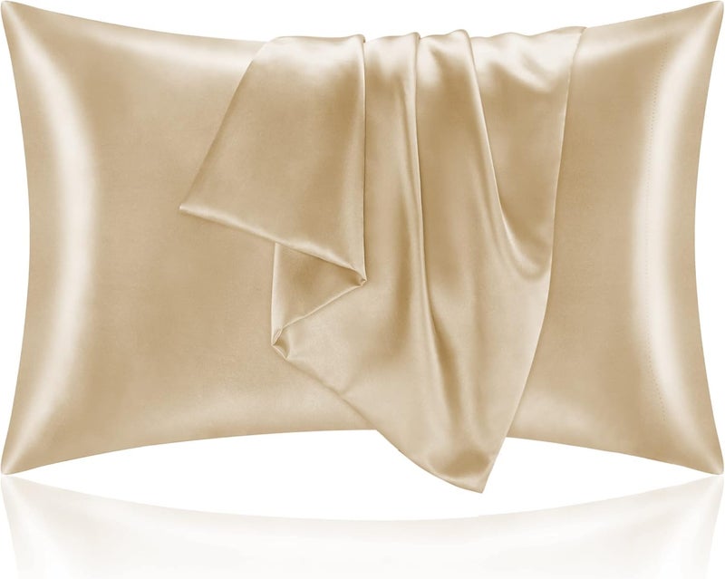 RAGGLE Set of 2 Satin Silk Pillowcase for Hair and Skin Standard Size 18"X 28" with Soft Breathable Smooth Cooling Pillow Covers for Sleeping or Pillow Protector (2, Gold) - Image 1