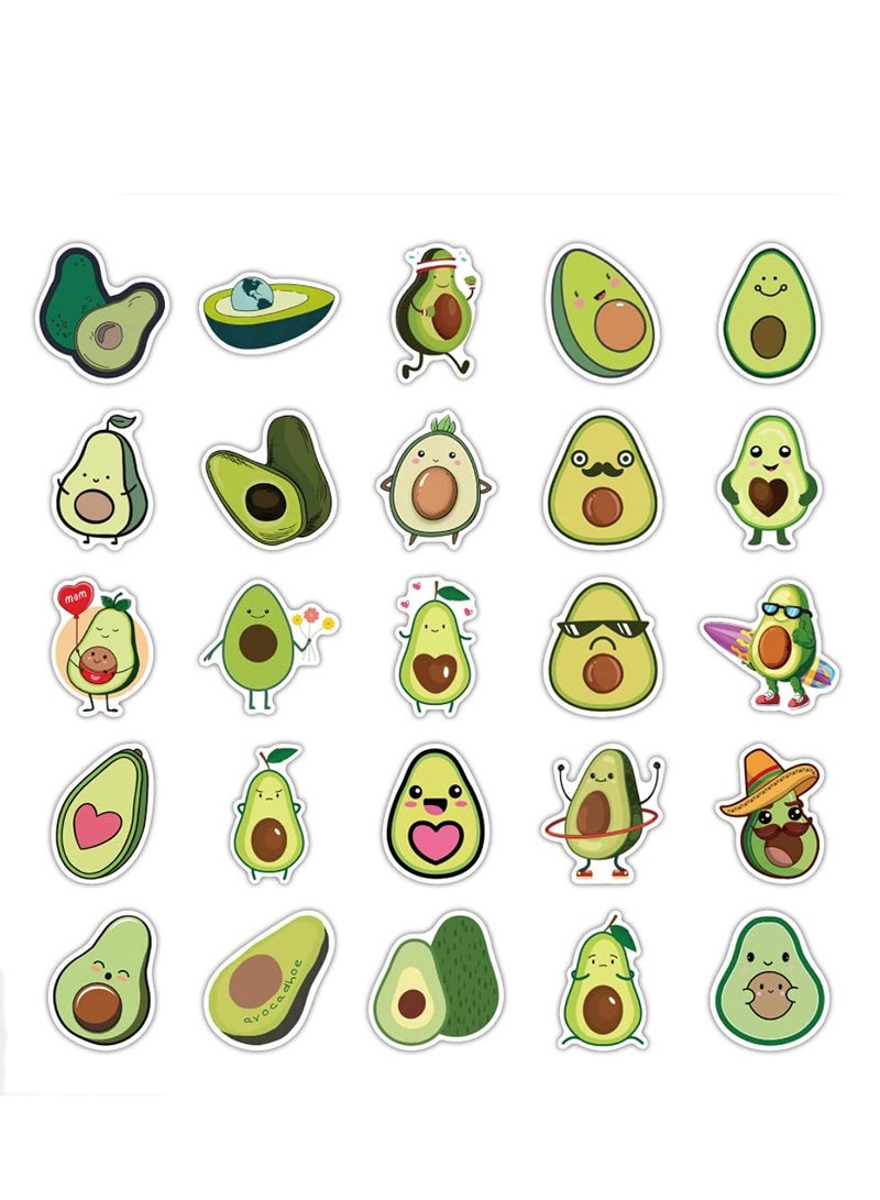 KASTWAVE 50 Pieces of Cute Avocado Waterproof Water Bottle Laptop Refrigerator Mobile Phone Vinyl Decals Suitable for Children Girls Boys Adult Teenagers Decorative Stickers Green - Image 3