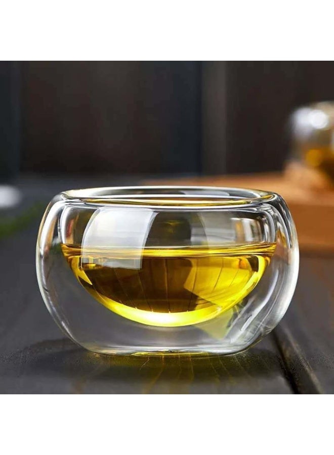 كوب زجاجي مزدوج الجدار دائري صغير السعة شفاف، طقم 6 أكواب زجاج مزدوجة الطبقة من زجاج البوروسيليكات عالي الجودة، أكواب شاي وقهوة شفافة مقاومة للحرارة، أكواب زجاجية معزولة للمشروبات الساخنة والباردة، أكواب صغيرة للقهوة العربية والإسبريسو والتذوق، تصميم أنيق وشفاف يناسب الاستخدام اليومي، أكواب قابلة للاستخدام في الميكروويف وغسالة الصحون، أدوات تقديم منزلية للمطبخ والمكتب والمقاهي، سعة 50 مل، خفيفة الوزن ومتينة، أكواب تقديم مثالية للهدايا والمناسبات، جودة ممتازة صناعة صينية - Image 1