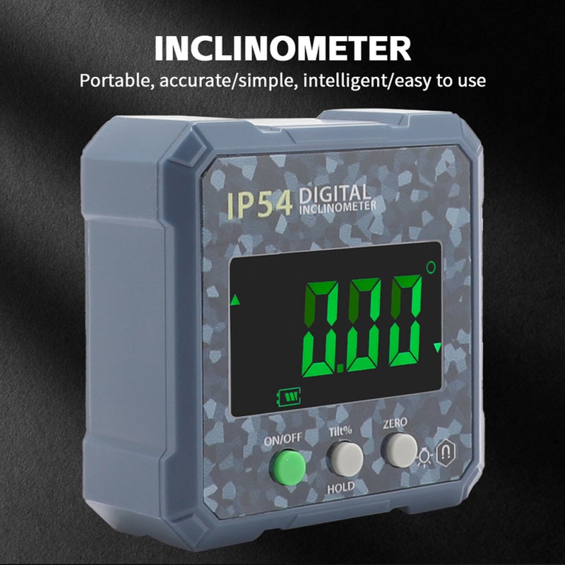 مُعَدِّل الزاوية الرقمي، مقياس الزاوية الرقمي مع شاشة LCD صغيرة ومغناطيس، مقياس مائل ومقياس زاوية مائي للتصميم الخشبي والاتصالات السلكية واللاسلكية والسيارات، اللون الأخضر المُتَوَارِس - Image 4