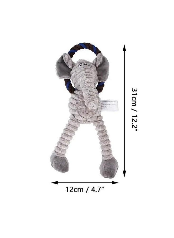 Generic Corduroy Dog Toy Animal Shape Plush Rope Squeak Dog Chew Toy for Small to Large Dogs (Elephant), Army Green, Gray, Brown  - Image 2