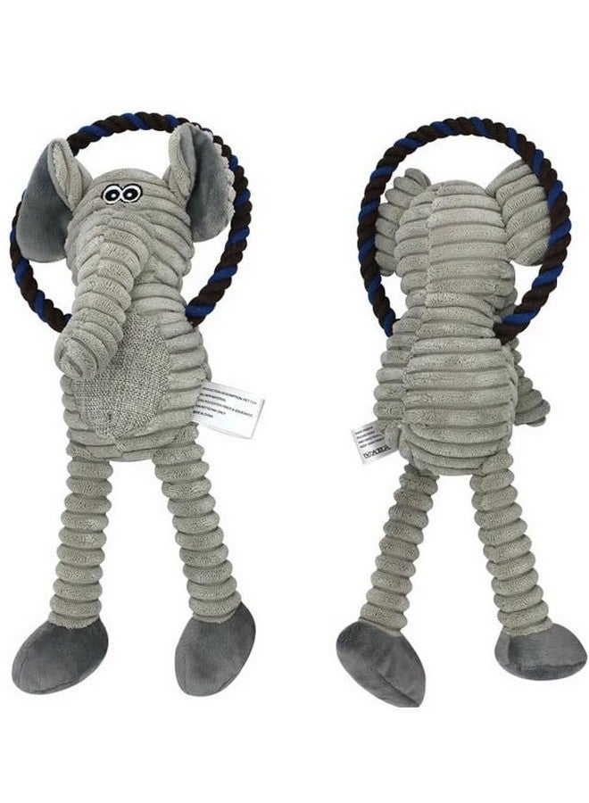 Generic Corduroy Dog Toy Animal Shape Plush Rope Squeak Dog Chew Toy for Small to Large Dogs (Elephant), Army Green, Gray, Brown  - Image 1